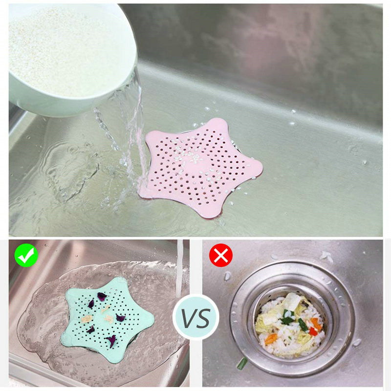 2 Pcs Silicone Starfish Sink Strainer & Stopper - Hair Catcher Drain Protector
