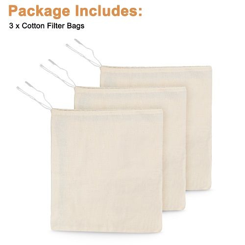 3-Pack Reusable Fine Mesh Nut Milk Strainer Bags - Almond, Soy, Juice