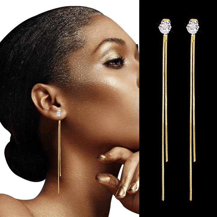 Elegant Long Crystal Tassel Dangle Earrings for Women: Wedding, Gift, Fashion