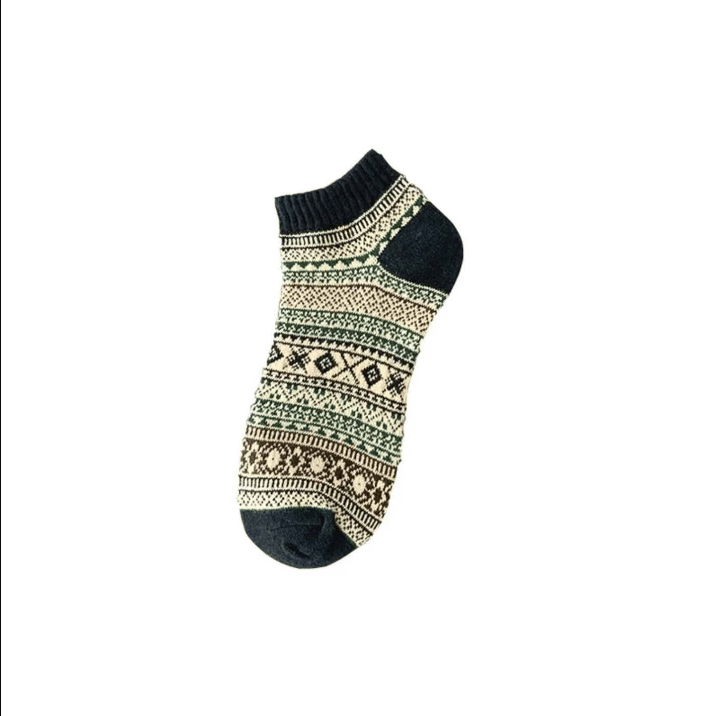 5-Pack Vintage Ethnic Tribal Patterned Warm Cotton Ankle Socks for Men & Women