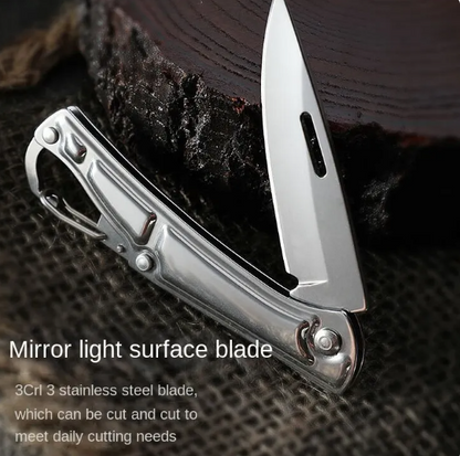 Compact Stainless Steel Folding Fruit Knife with Non-Slip Handle - Outdoor & Kitchen