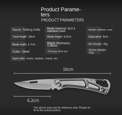 Compact Stainless Steel Folding Fruit Knife with Non-Slip Handle - Outdoor & Kitchen