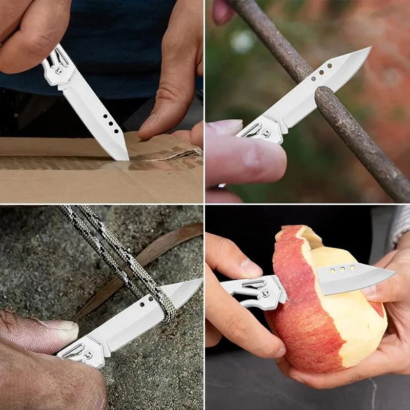 Compact Stainless Steel Folding Fruit Knife with Non-Slip Handle - Outdoor & Kitchen