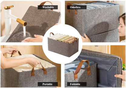 Jaza Keja Foldable Fabric Storage Organizer Box with Steel Frame, Gray