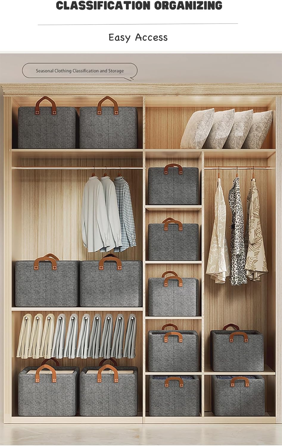 Jaza Keja Foldable Fabric Storage Organizer Box with Steel Frame, Gray