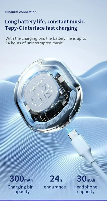 Air39 Transparent TWS Bluetooth Earbuds with 7LED Display HiFi Sound