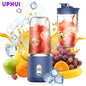 UPHUI Portable USB Rechargeable Blender: 6-Blade Mini Juicer for Shakes & Smoothies