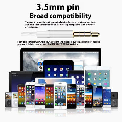 3.5mm Wired Earphones: HIFI Bass, In-Ear Stereo, Mic for Gaming & Sports