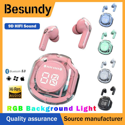 Air39 Transparent TWS Bluetooth Earbuds with 7LED Display HiFi Sound