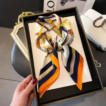 Elegant Women's Silk-Feel Square Head Scarf: Luxury Fashion Hair Bandana Shawl