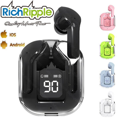 RichRipple Air31 Plus Bluetooth Earbuds: LED Display, Long Life, Translucent Case