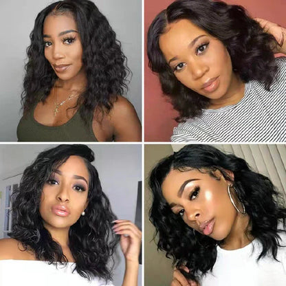 African Tidal Wave Curly Short Black Water Ripples Fashion Wig for Women