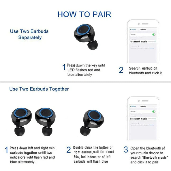 RichRipple Y50 Plus Wireless Bluetooth Earbuds: TWS Stereo In-Ear, Touch Control