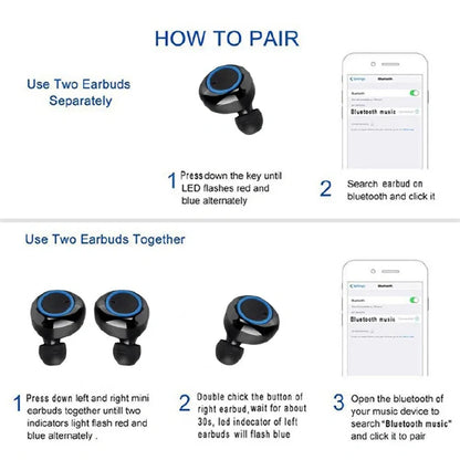 RichRipple Y50 Plus Wireless Bluetooth Earbuds: TWS Stereo In-Ear, Touch Control