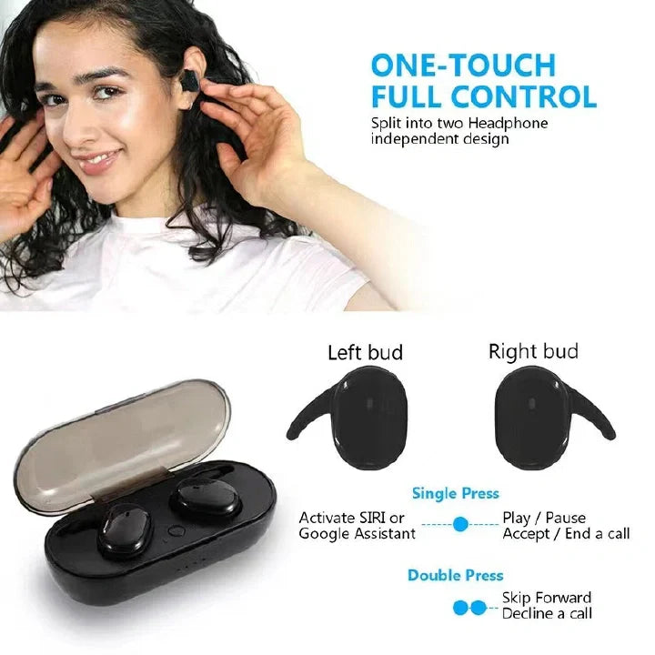 RichRipple RR30 Y30 Wireless Bluetooth Stereo Earbuds: Mic, Touch Control, Charging Case
