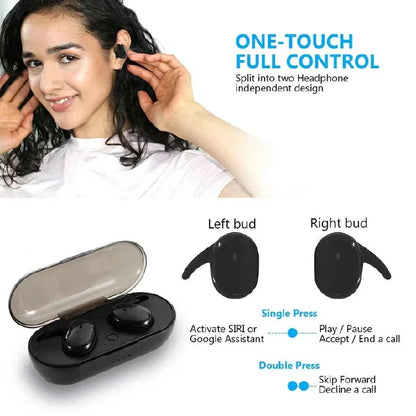 RichRipple RR30 Y30 Wireless Bluetooth Stereo Earbuds: Mic, Touch Control, Charging Case