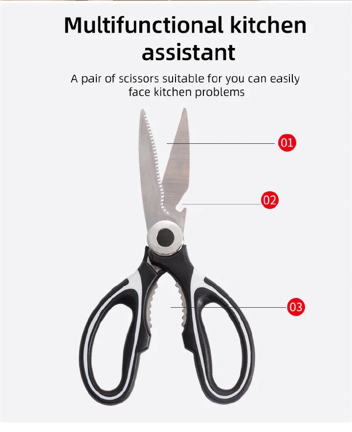 Multifunctional Stainless Steel Kitchen Shears: Bone, Chicken, Fish, Household Tasks