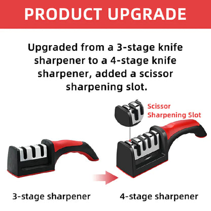 4-in-1 Kitchen Knife Sharpener with Four-Stage Slots for Knives