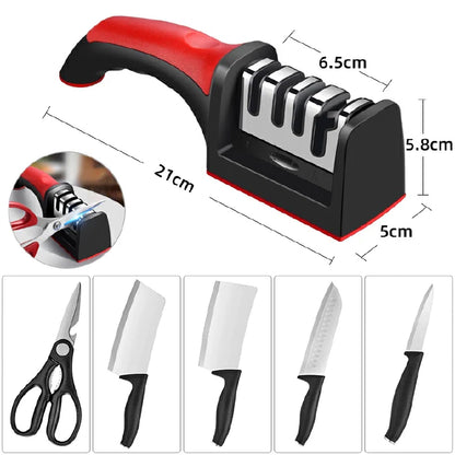 4-in-1 Kitchen Knife Sharpener with Four-Stage Slots for Knives