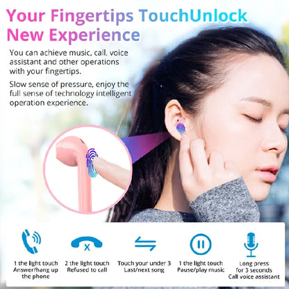 TWS Bluetooth 5.0 Noise-Cancelling Earpods with Sweatproof Design & Touch Control