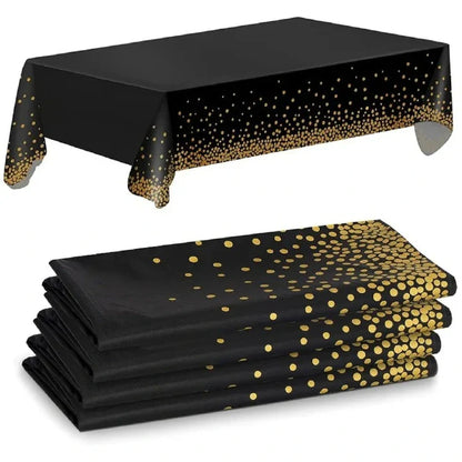 Disposable Gold Dot Confetti PEVA Tablecloth for Rectangle Party Tables