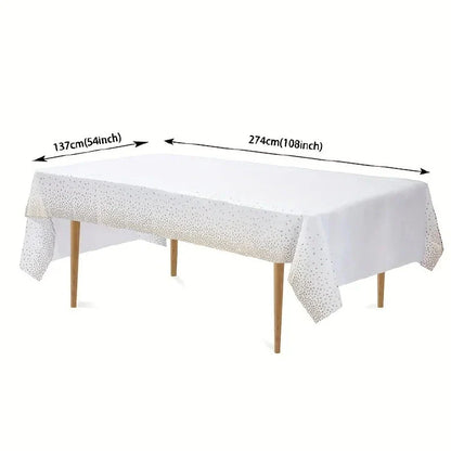Disposable Gold Dot Confetti PEVA Tablecloth for Rectangle Party Tables
