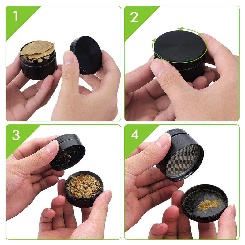 Premium 4-Layer Magnetic Herb Grinder Spice Mill Crusher with Pollen Sifter