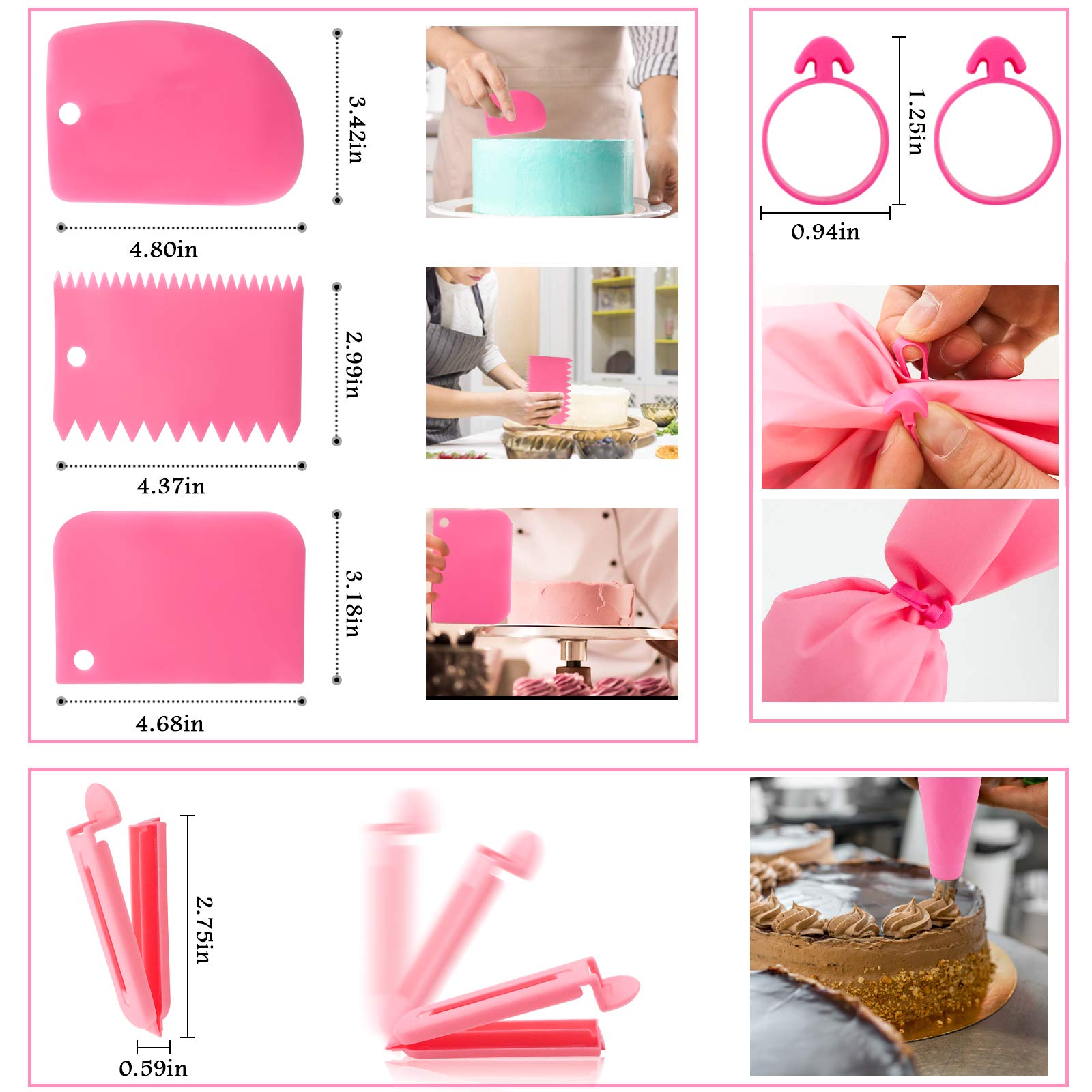 36-Piece Rose Pastry Nozzle Set: Stainless Steel Icing Tips & Silicone Bags