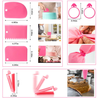 36-Piece Rose Pastry Nozzle Set: Stainless Steel Icing Tips & Silicone Bags