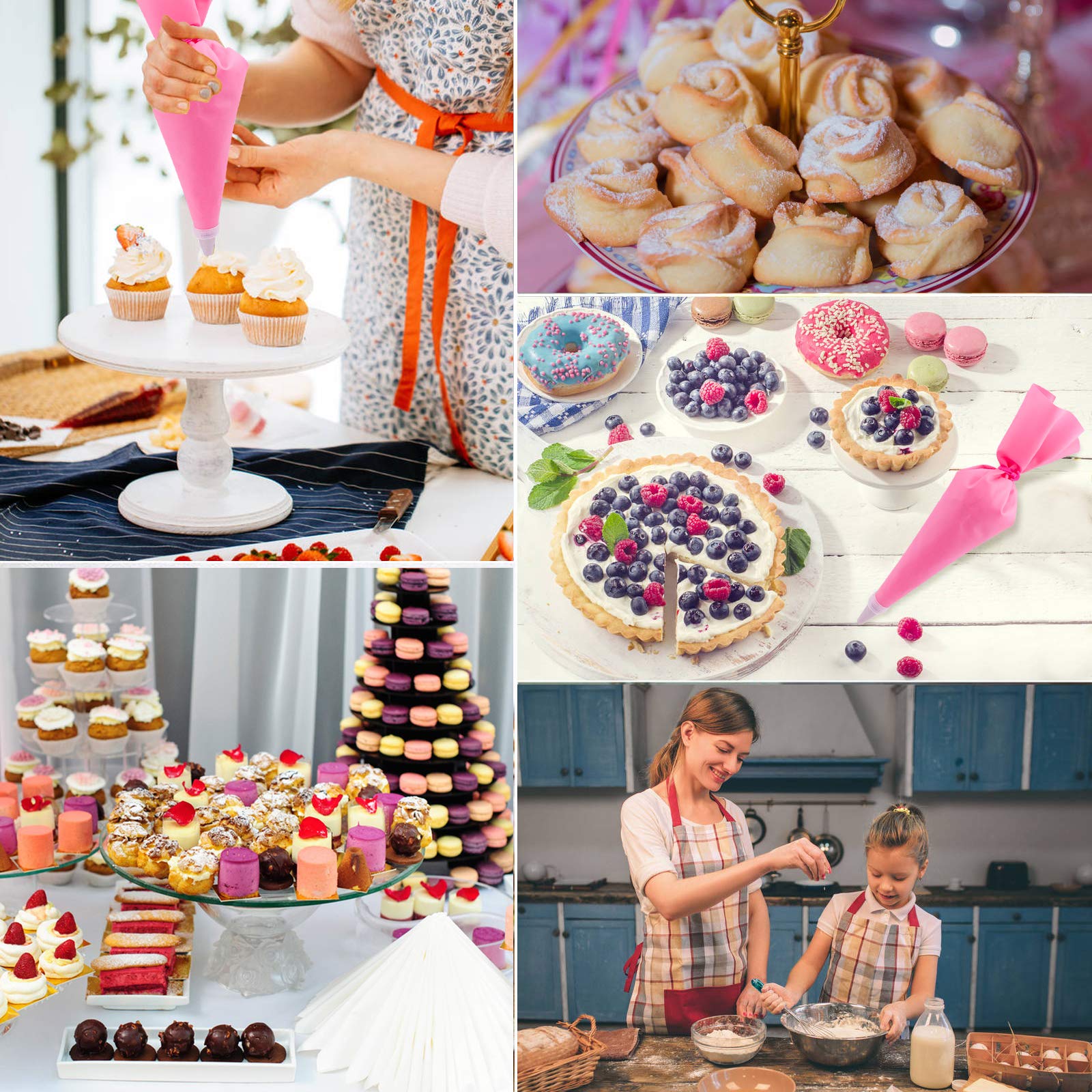 36-Piece Rose Pastry Nozzle Set: Stainless Steel Icing Tips & Silicone Bags