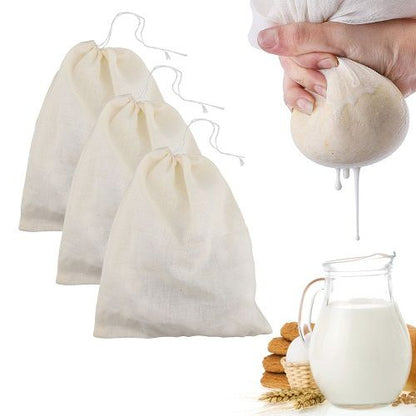 3-Pack Reusable Fine Mesh Nut Milk Strainer Bags - Almond, Soy, Juice