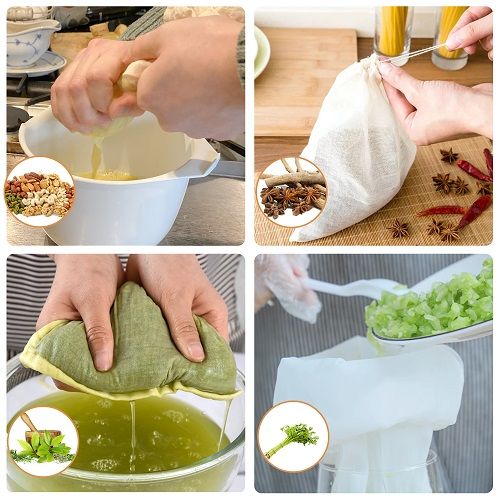 3-Pack Reusable Fine Mesh Nut Milk Strainer Bags - Almond, Soy, Juice
