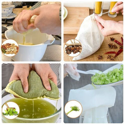 3-Pack Reusable Fine Mesh Nut Milk Strainer Bags - Almond, Soy, Juice