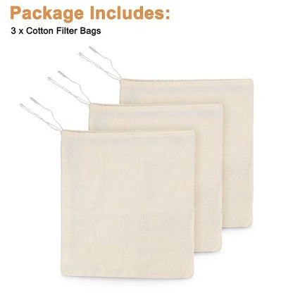 3-Pack Reusable Fine Mesh Nut Milk Strainer Bags - Almond, Soy, Juice