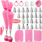 36-Piece Rose Pastry Nozzle Set: Stainless Steel Icing Tips & Silicone Bags