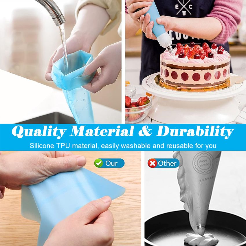 20-Piece DIY Cake Decorating Kit: Icing Piping Nozzles, Pastry Bags, Cupcake Tips