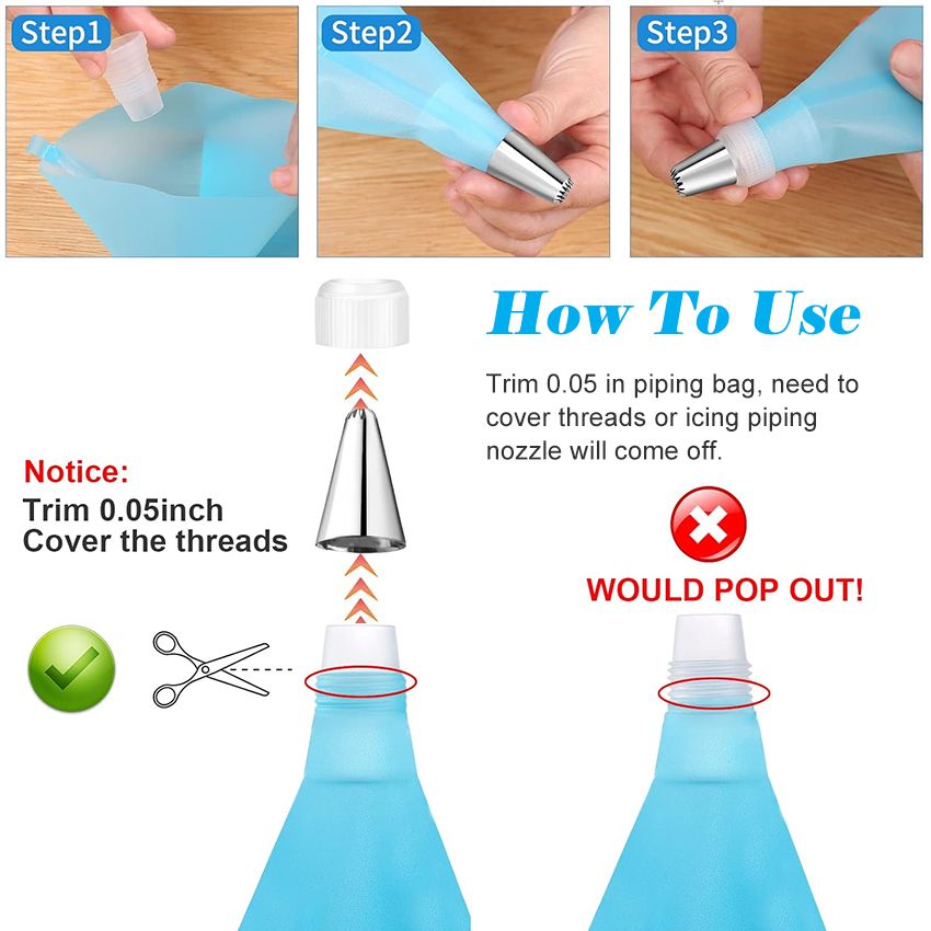 20-Piece DIY Cake Decorating Kit: Icing Piping Nozzles, Pastry Bags, Cupcake Tips