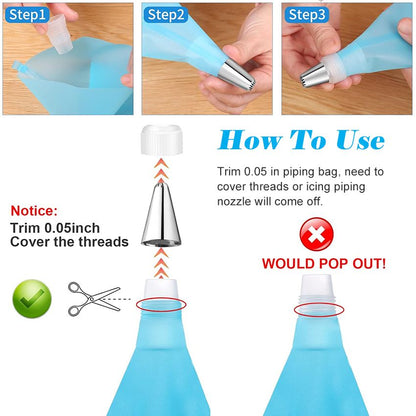 20-Piece DIY Cake Decorating Kit: Icing Piping Nozzles, Pastry Bags, Cupcake Tips