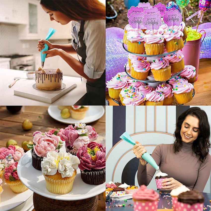 20-Piece DIY Cake Decorating Kit: Icing Piping Nozzles, Pastry Bags, Cupcake Tips
