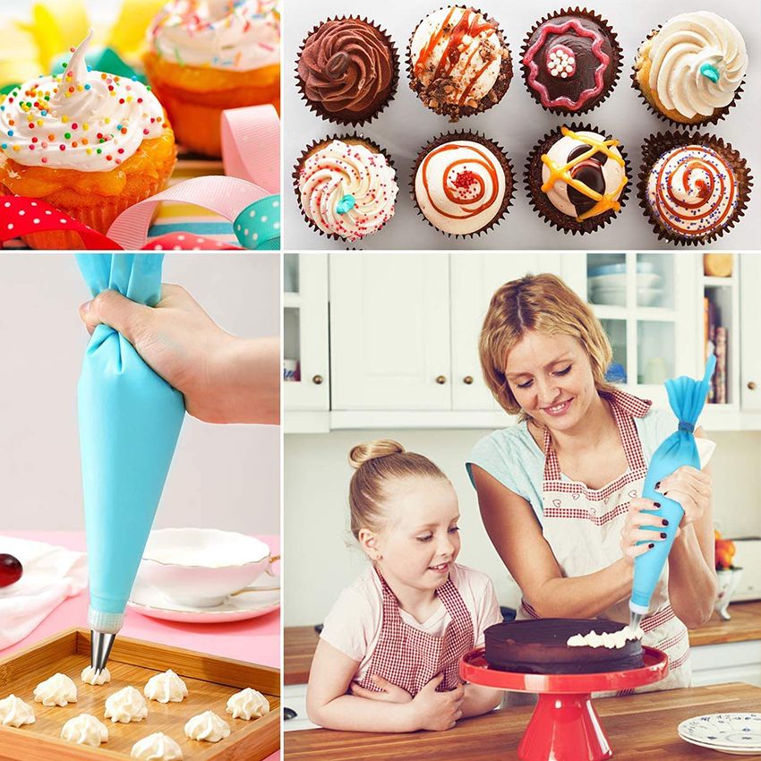 20-Piece DIY Cake Decorating Kit: Icing Piping Nozzles, Pastry Bags, Cupcake Tips