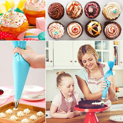 20-Piece DIY Cake Decorating Kit: Icing Piping Nozzles, Pastry Bags, Cupcake Tips