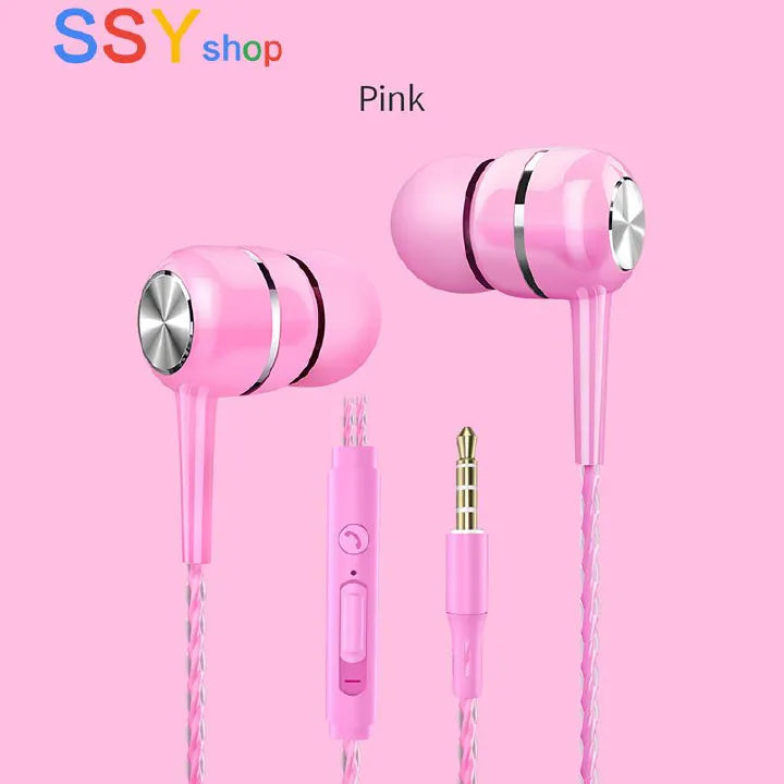 3.5mm Wired Earphones: HIFI Bass, In-Ear Stereo, Mic for Gaming & Sports