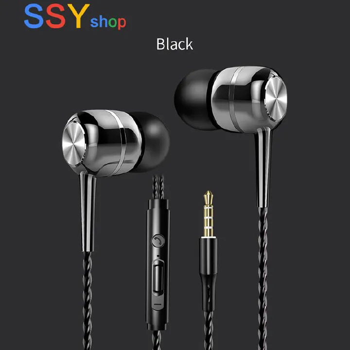 3.5mm Wired Earphones: HIFI Bass, In-Ear Stereo, Mic for Gaming & Sports