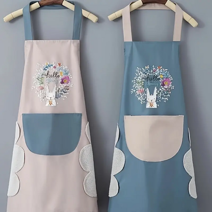 2-Pack Waterproof Oil-Proof Adjustable Bib Aprons with Pockets for Kitchen Use