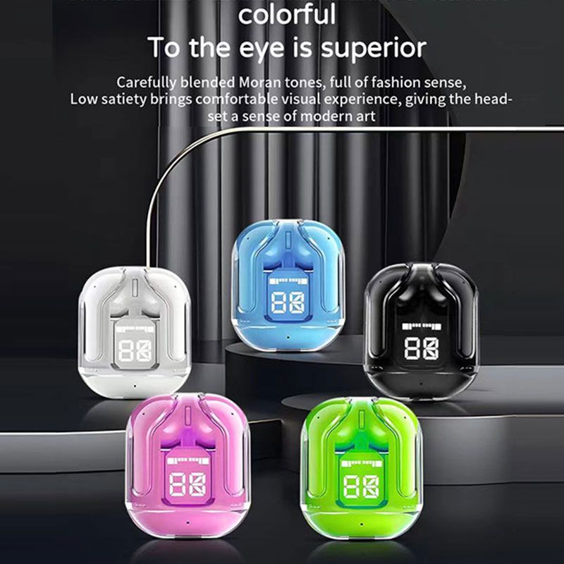 Transparent Wireless Bluetooth Earbuds: Macaron Colors, Touch Control, LED, HiFi, Noise-Canceling