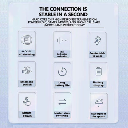 Transparent Wireless Bluetooth Earbuds: Macaron Colors, Touch Control, LED, HiFi, Noise-Canceling