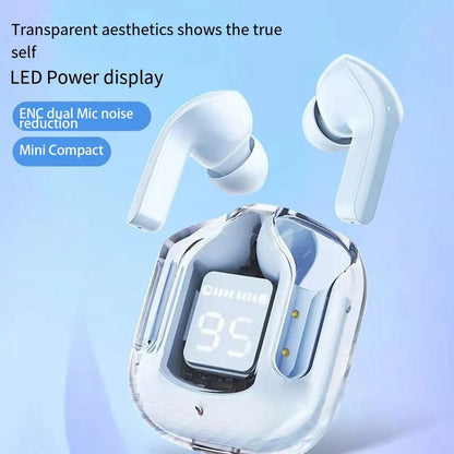 Transparent Wireless Bluetooth Earbuds: Macaron Colors, Touch Control, LED, HiFi, Noise-Canceling