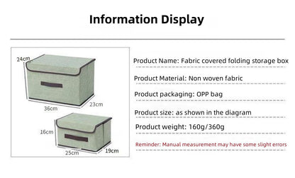 2-Pack Foldable Fabric Storage Bins, Portable Clothing Organizer Boxes for Dorm & Home