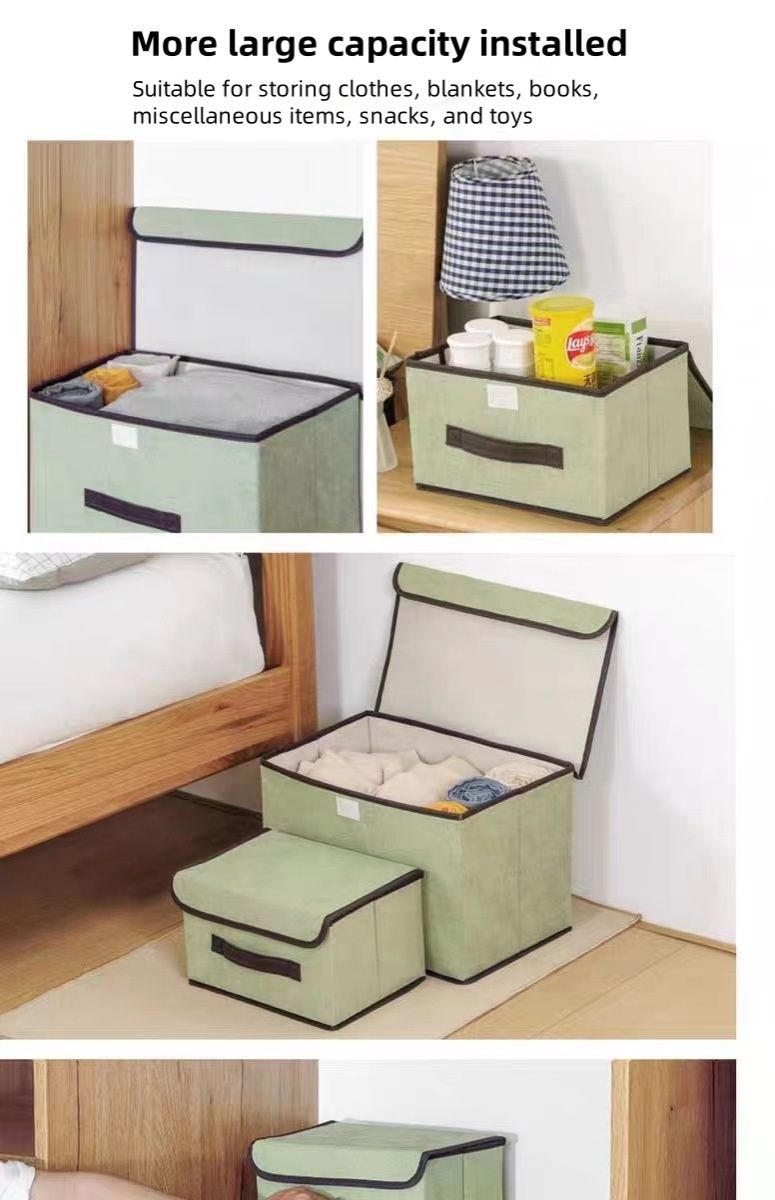 2-Pack Foldable Fabric Storage Bins, Portable Clothing Organizer Boxes for Dorm & Home