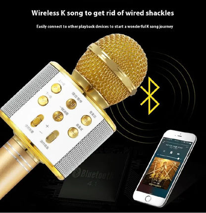 Professional Wireless Karaoke Microphone with LED Lights, Studio, Home KTV
